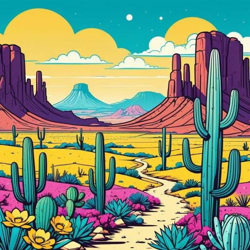 Colorful Desert Landscape Illustration