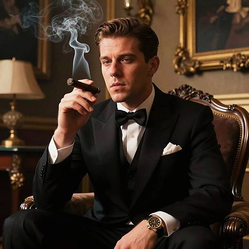 Dramatic Portrait of Andrew Tate Smoking