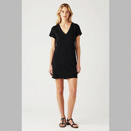 Blonde Woman in Black Dress Portrait