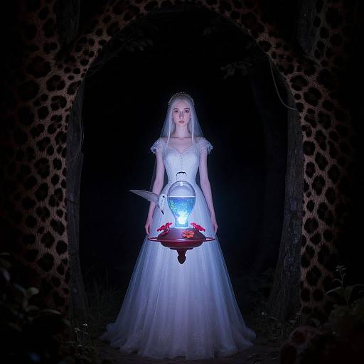 Surreal Bridal Landscape with Hummingbird