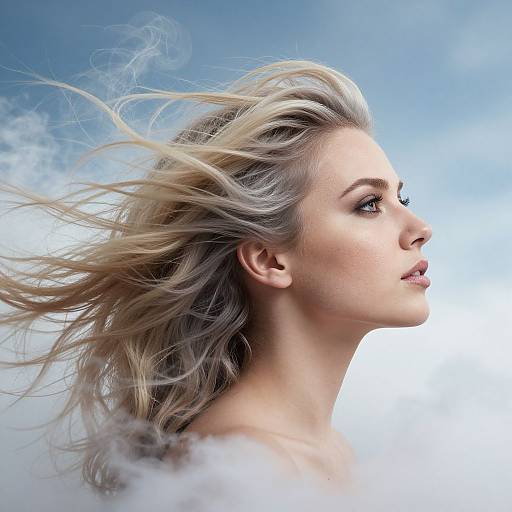 Ethereal Woman with Windswept Hair