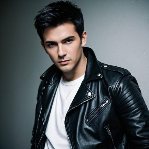 Young Man in Black Leather Jacket Portrait