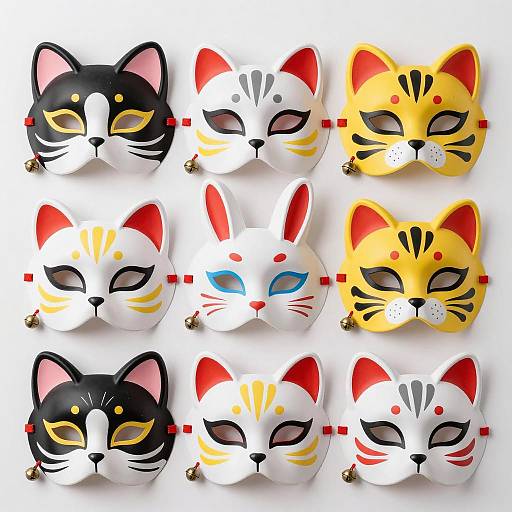Colorful Animal Masks with Decorative Details