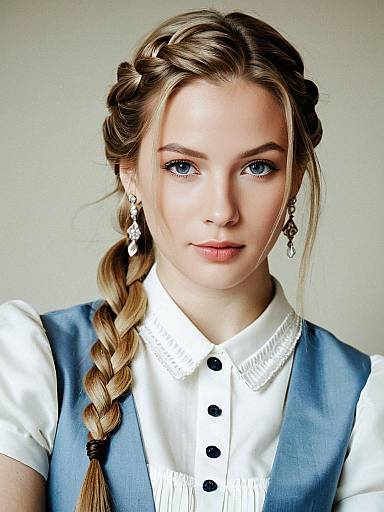 Young Woman with French Braid and Earrings
