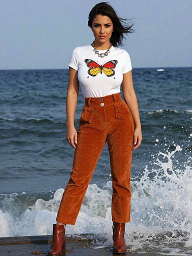 Woman Standing on Pier with Waves