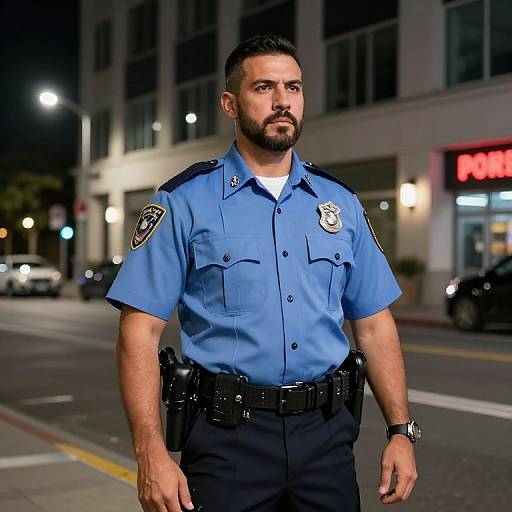 City Police Officer at Night Scene