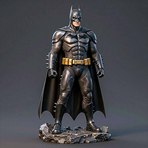Detailed Digital Illustration of Batman Statue