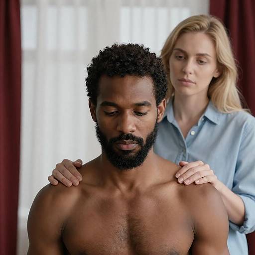 Pensive Portrait of Diverse Couple