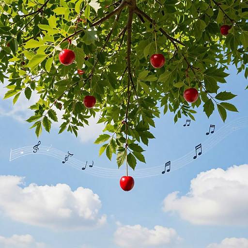 Upside-Down Orchard with Musical Notes
