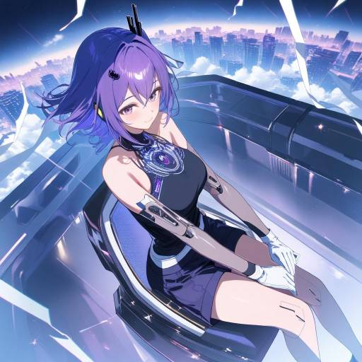 Futuristic Anime Girl in Cityscape