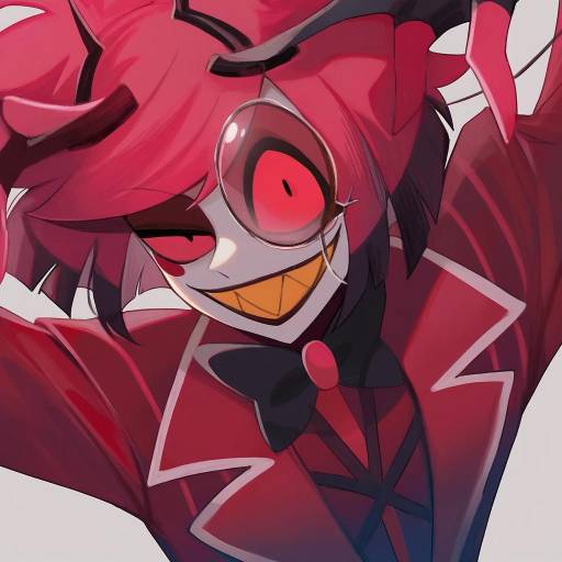 Illustration of Alastor (hazbin hotel), hazbin hotel in the style of Hiroki (yyqw7151)