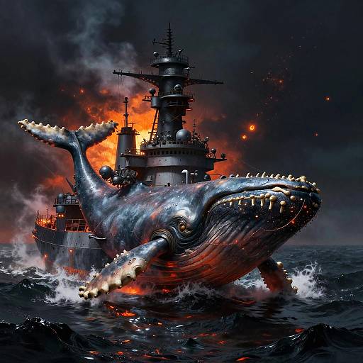 Colossal Whale-Skeleton Dreadnought on Lava Sea