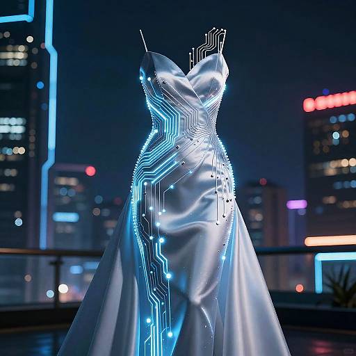 Futuristic AI Circuit Dress Design