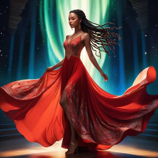 Radiant Beauty in a Flowing Red Dress Radiant Beauty in a Flowing Red Dress