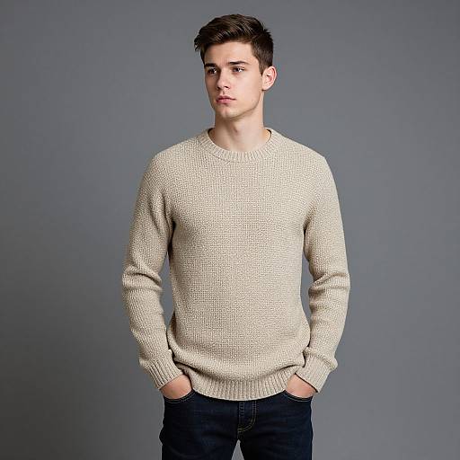 Young Man in Chunky Knit Sweater