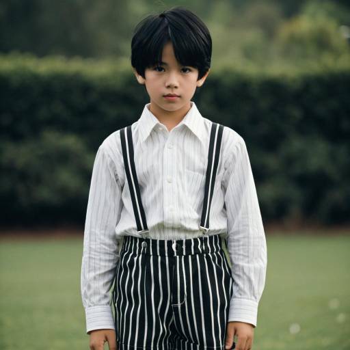 Boy in Striped Suspenders Costume