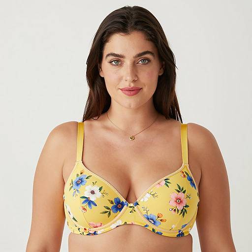 Portrait of a Floral Bra Model