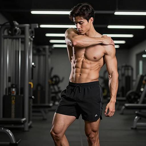 Athletic Portrait of Fit Man in Studio