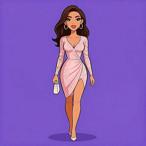 Elegant Woman in Blush Pink Dress