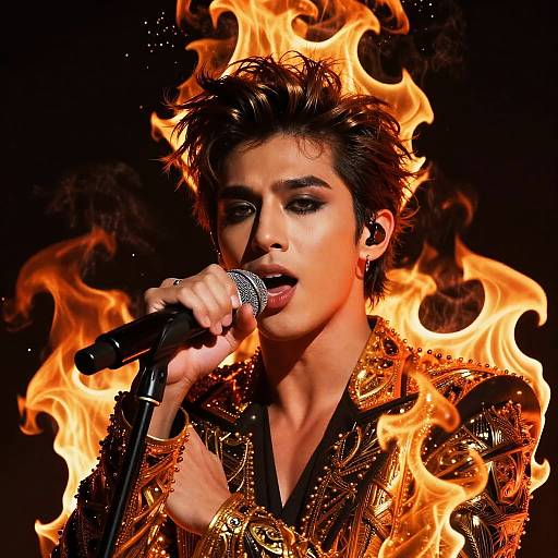 Fiery Portrait of a Male Singer