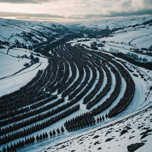 Medieval Armies Lining Up in Snowy Valley
