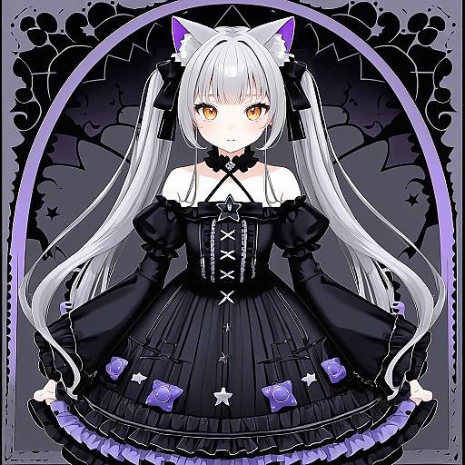 Illustration of Murasaki shion (gothic lolita), hololive in the style of Akamaru