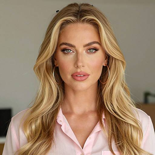 Stylish Blonde Woman with Green Eyes