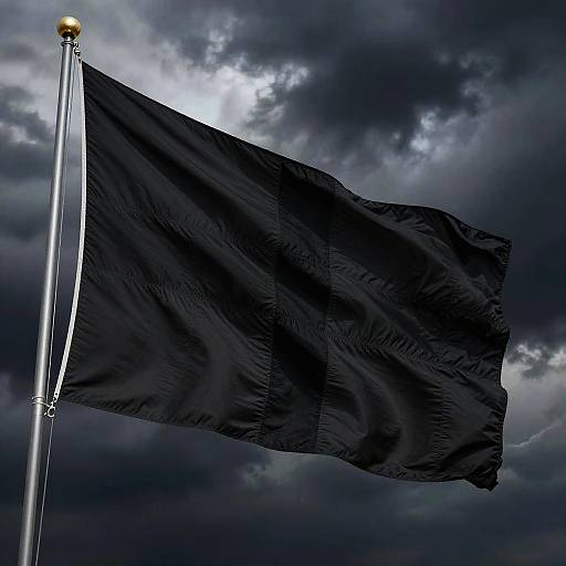 Dramatic Black Cross Flag in Storm