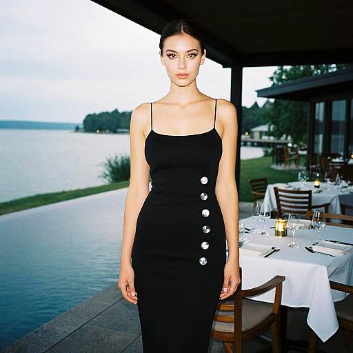 Chic Woman by Lakeside Pool