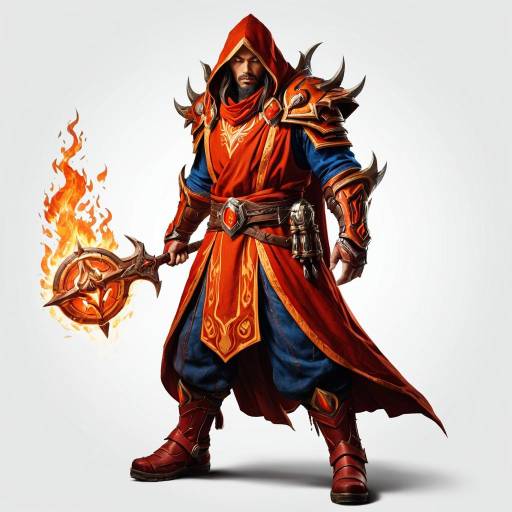 Ancient Fire Mage in Flaming Robes