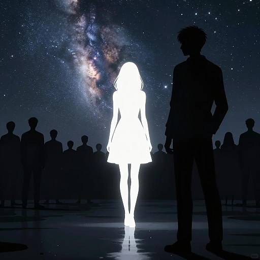 Starry Night Reflection with Silhouettes