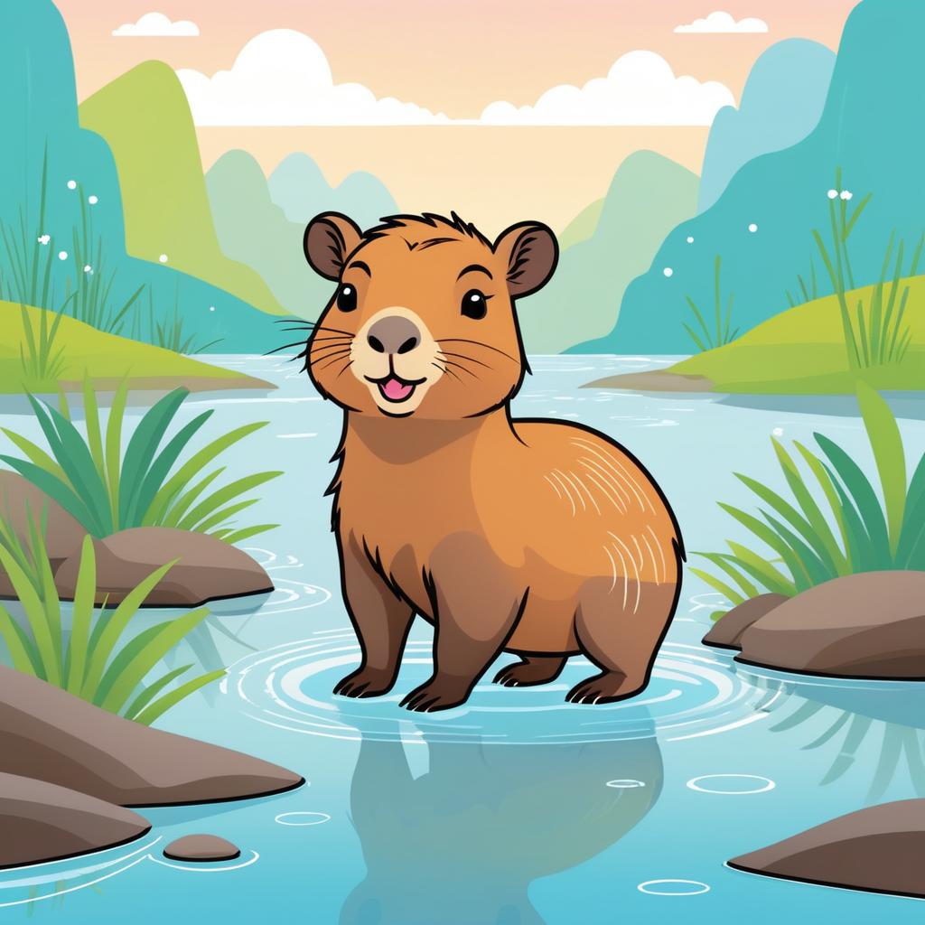 Whimsical Baby Capybara in Delta