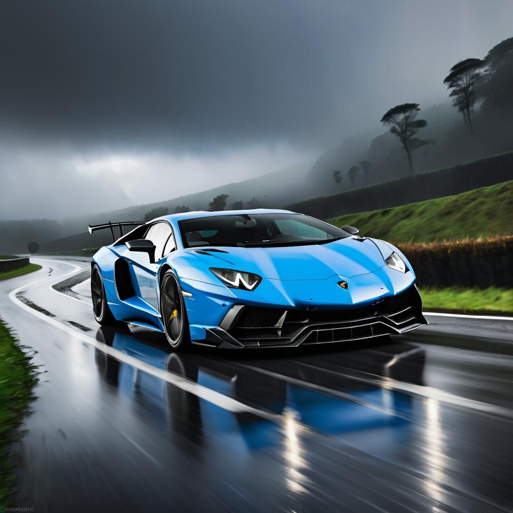 Lamborghini Aventador in Dramatic Rain