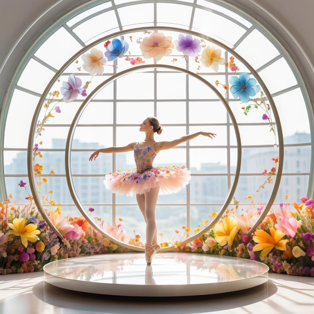 Ballerina in Colorful Flower Dome