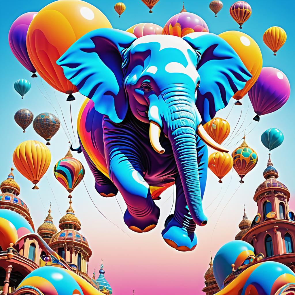 Surreal Elephant in Vibrant Comic Style