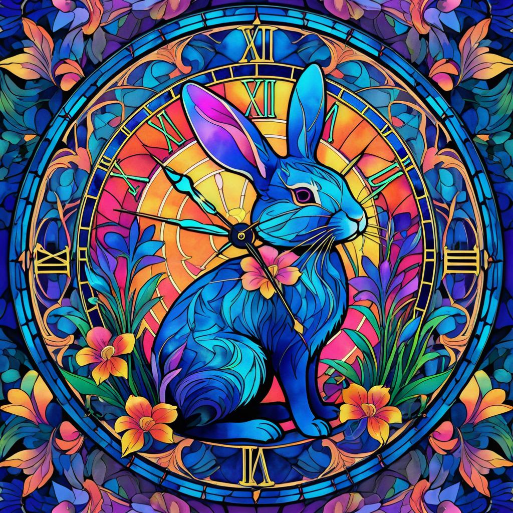 Vibrant Art Nouveau Rabbit Illustration