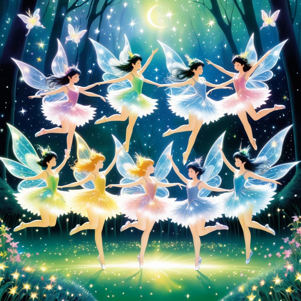 Joyful Fairies Dancing in Magical Glade