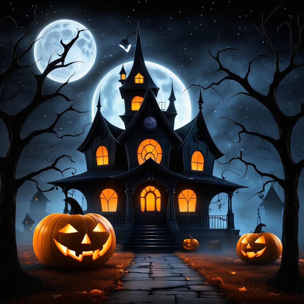 Haunting Halloween Scene with Jack-o'-lantern