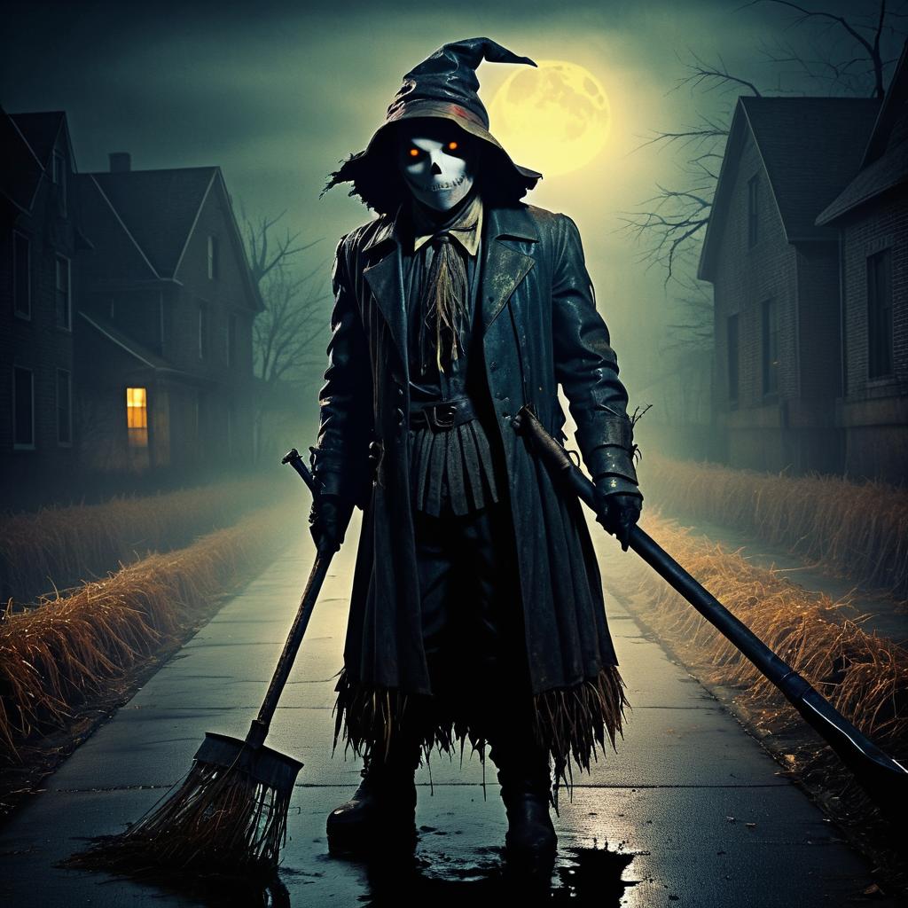 Eerie Haunted Scarecrow in Gutter