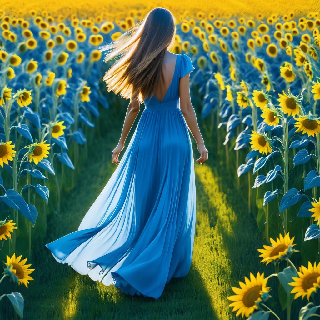 Dancing Woman in a Sunflower Field