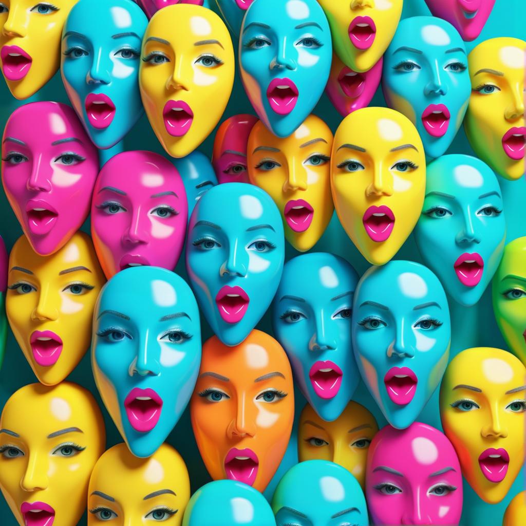 Vibrant 3D Faces in Pop Art Style