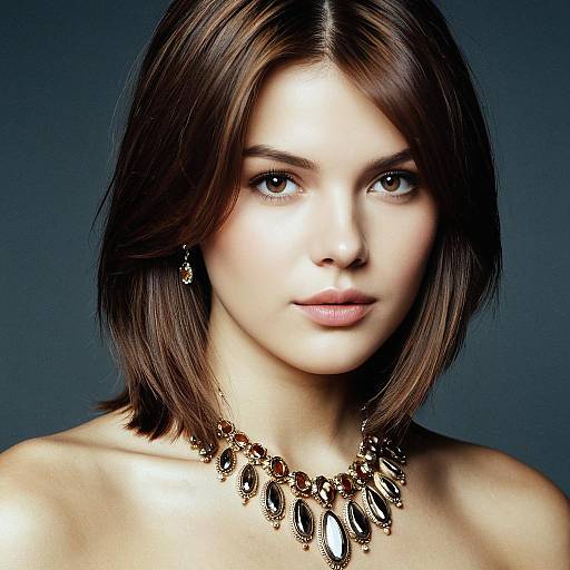 Portrait of Woman Wearing Elegant Necklace