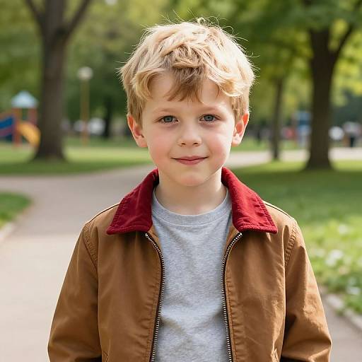 Sunny Park Portrait of Blonde Boy
