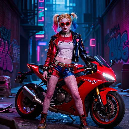 Harley Quinn Neon Gotham Punk Scene