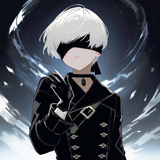 Illustration of 9s (nier:automata), nier (series) in the style of Yamashichi (mtseven)