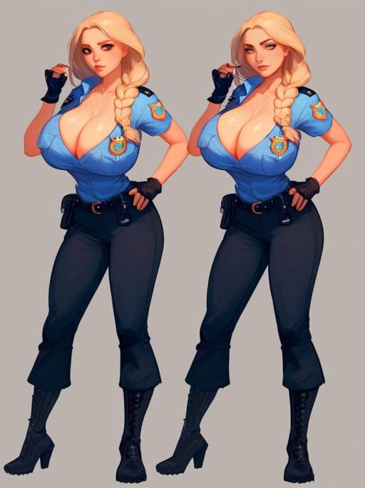 Bold Policewoman in Uniform Portrait