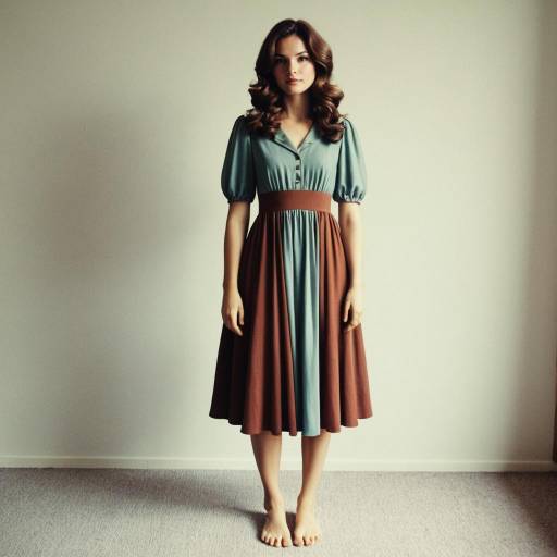 Woman in Vintage 1970s Midi Dress