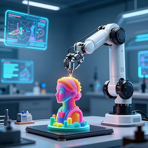 AI Robotic Arm Crafting Digital Sculpture