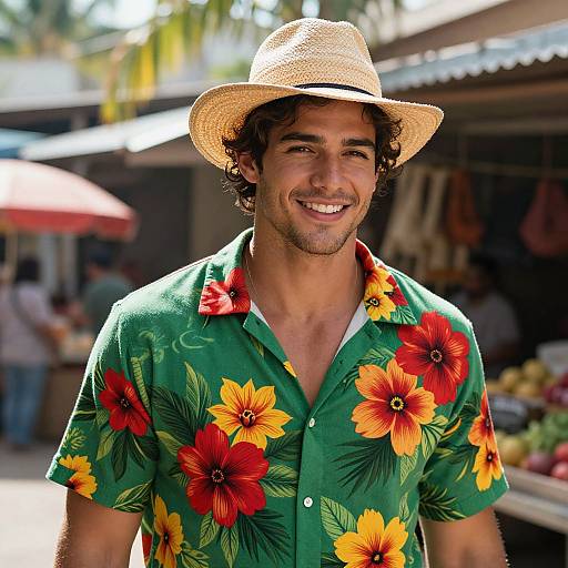 Handsome Man in Tropical Market