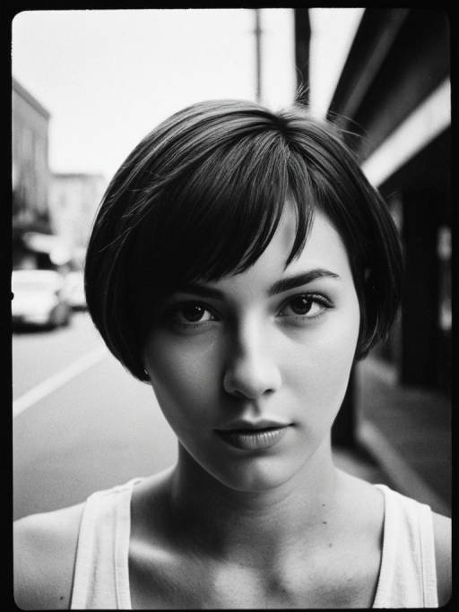 Portrait of Woman with Short Bob Haircut